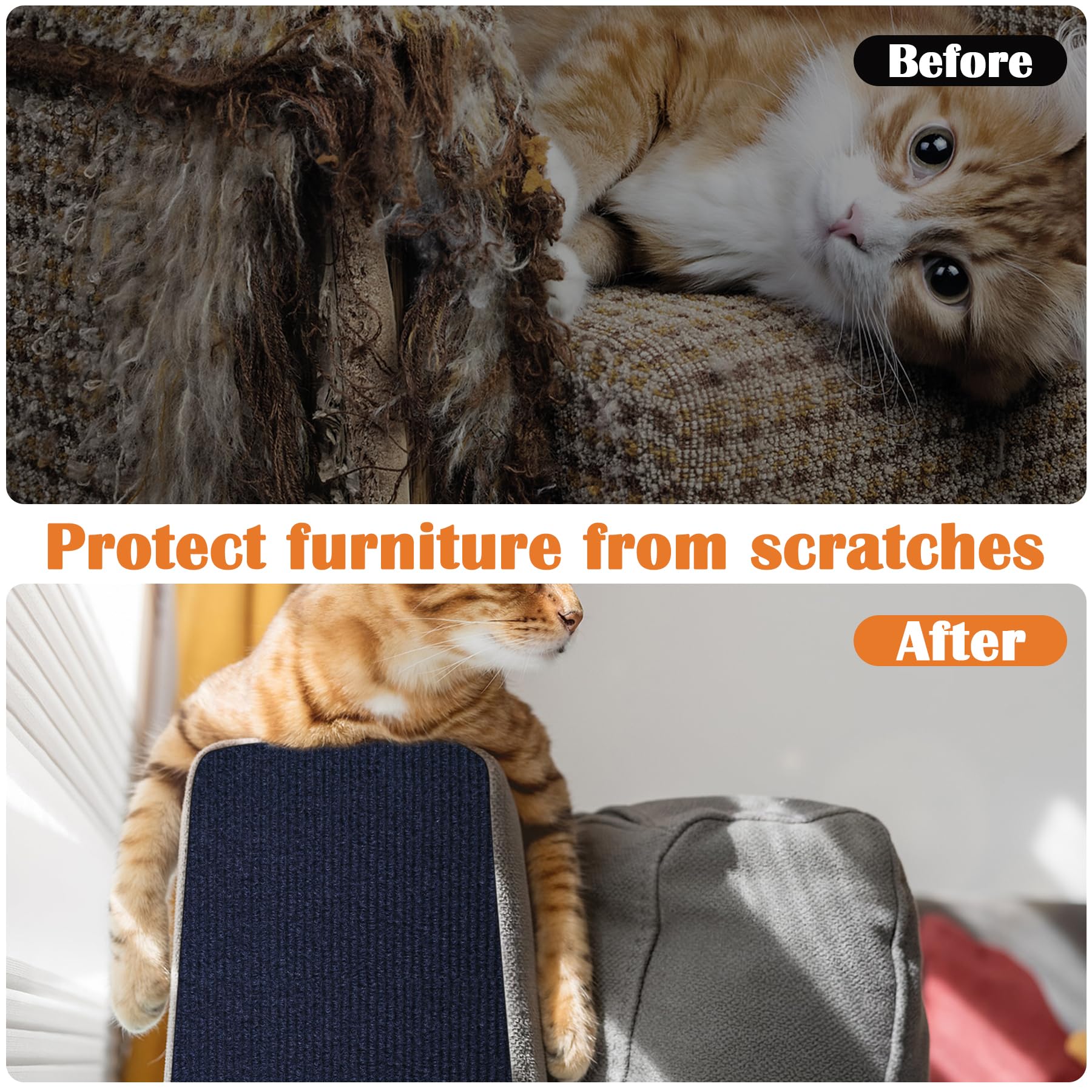Inchoco Cat Scratch Pads For Indoor Cats - 100'' X 15.8'' Trimmable Self-Adhesive Couch Corner Protectors For Cats, Diy Climbing
